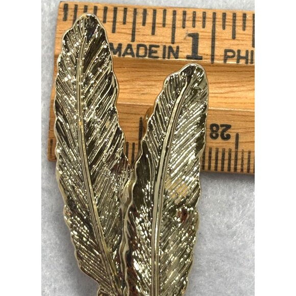 Vintage Marked Gerrys Gold-Tone Pair of Feathers Brooch Pin - Picture 7 of 7